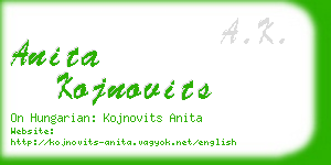 anita kojnovits business card